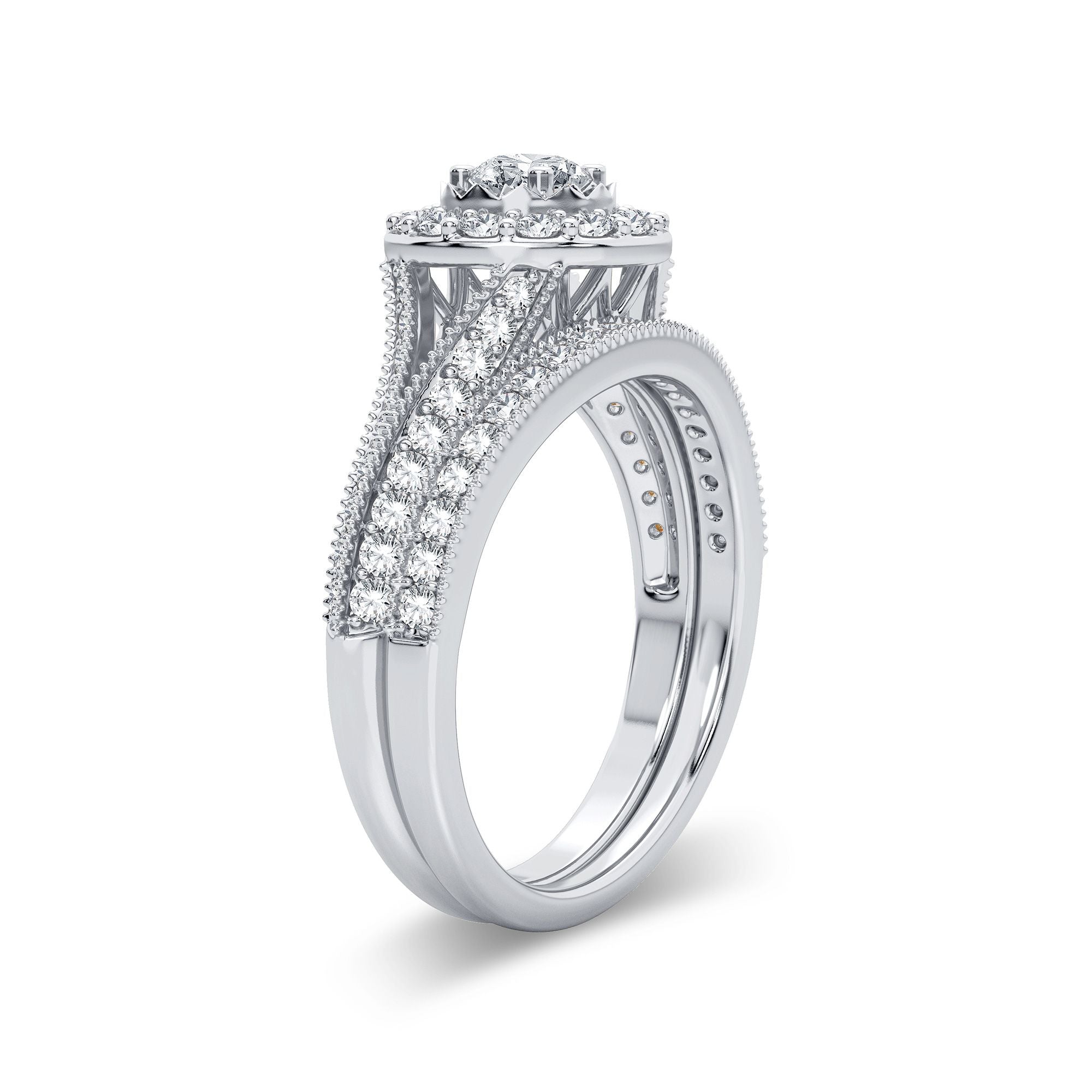 14K White Gold Gorgeous 1.00Ct Diamond Bridal Ring