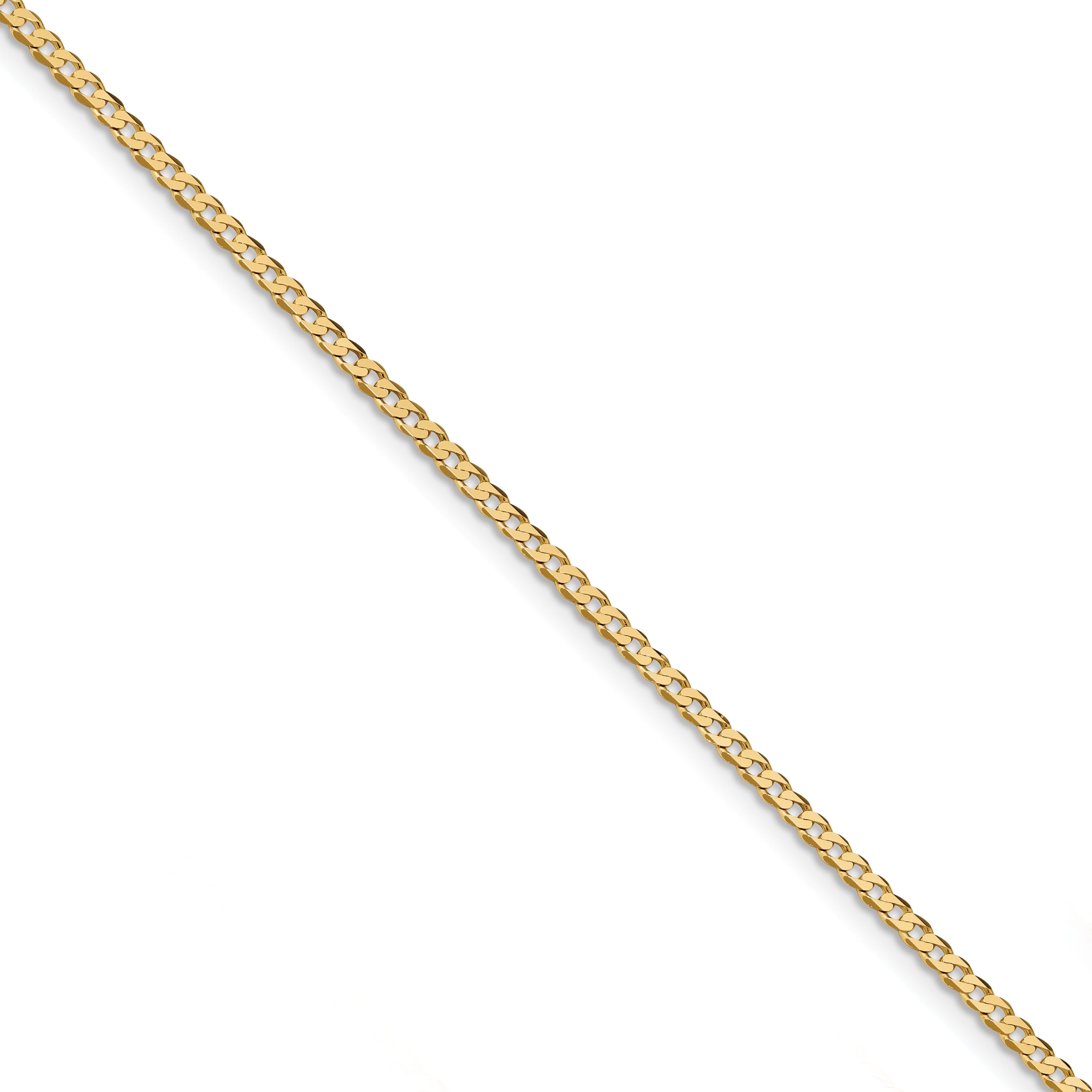 14K 7 inch 2.3mm Flat Beveled Curb with Lobster Clasp Bracelet