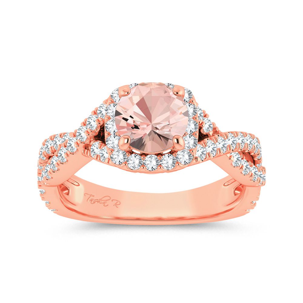 14K Rose Gold 0.62Ct Diamond Morganite Ring