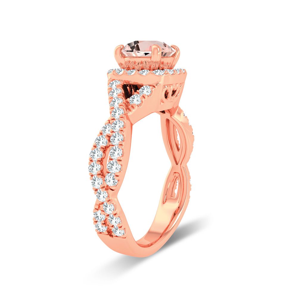 14K Rose Gold 0.62Ct Diamond Morganite Ring