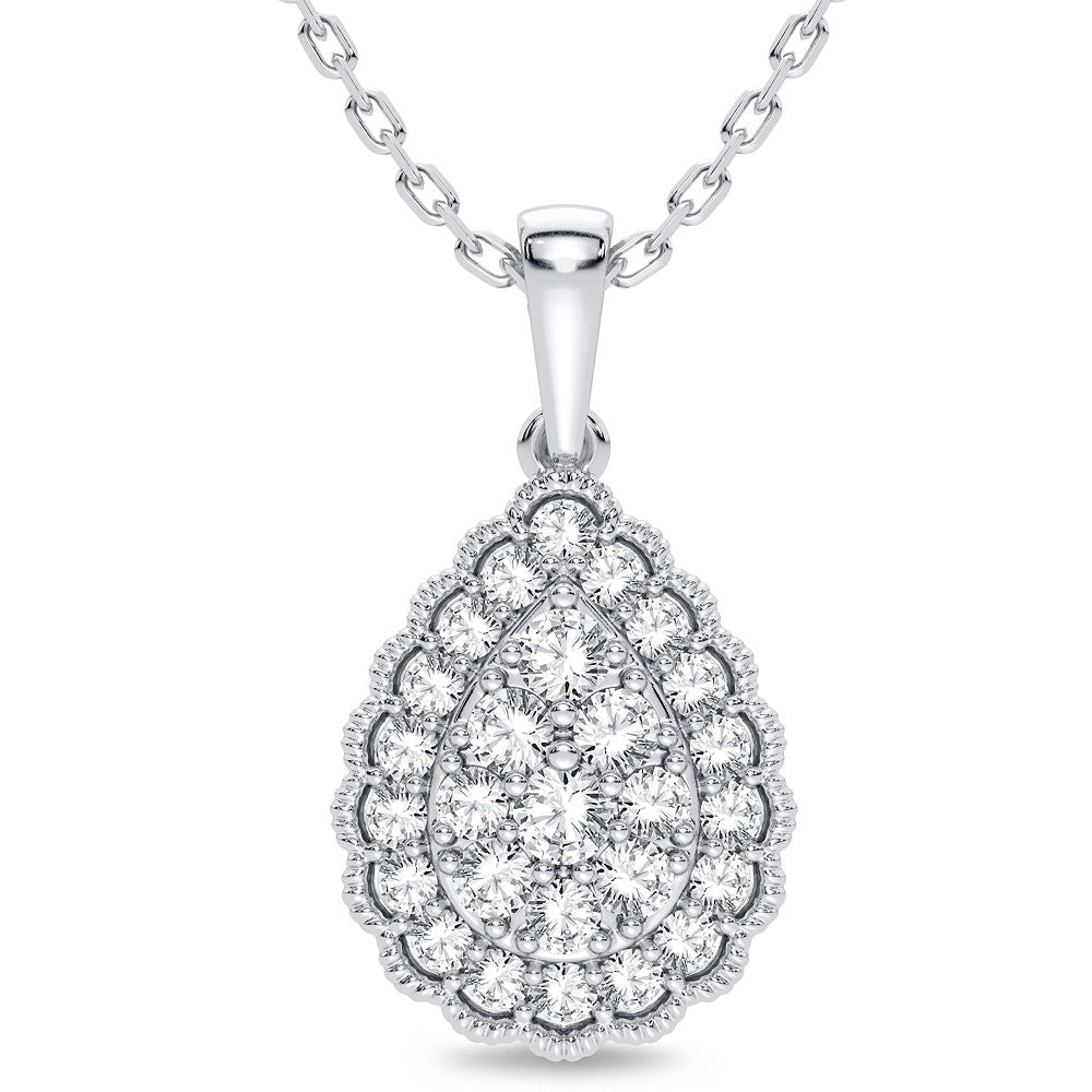 14K White Gold Beautiful 0.33Ct Diamond Pendant