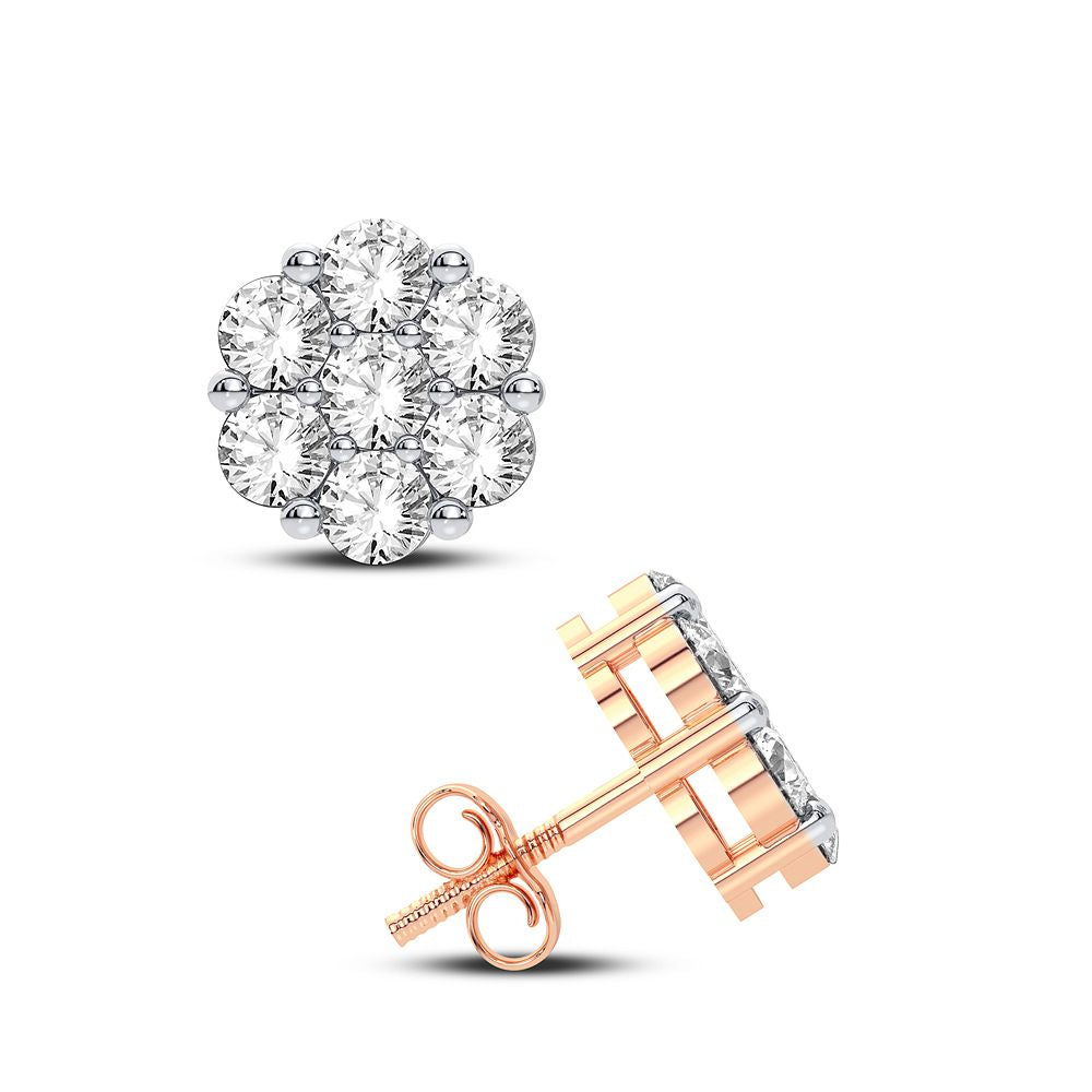 14K Rose Gold Dazzling 0.91Ct Diamond Earring