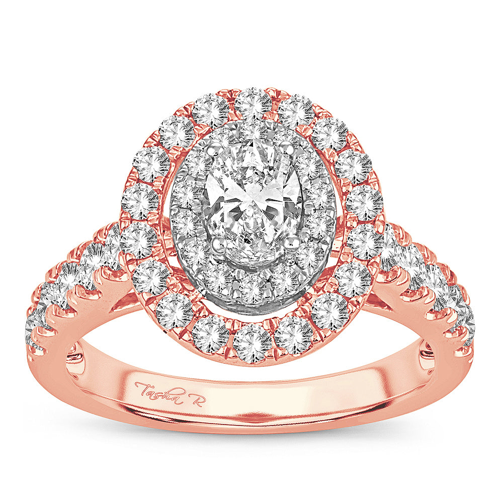 14K Rose Gold Dazzling 1.50Ct Diamond Engagement Ring