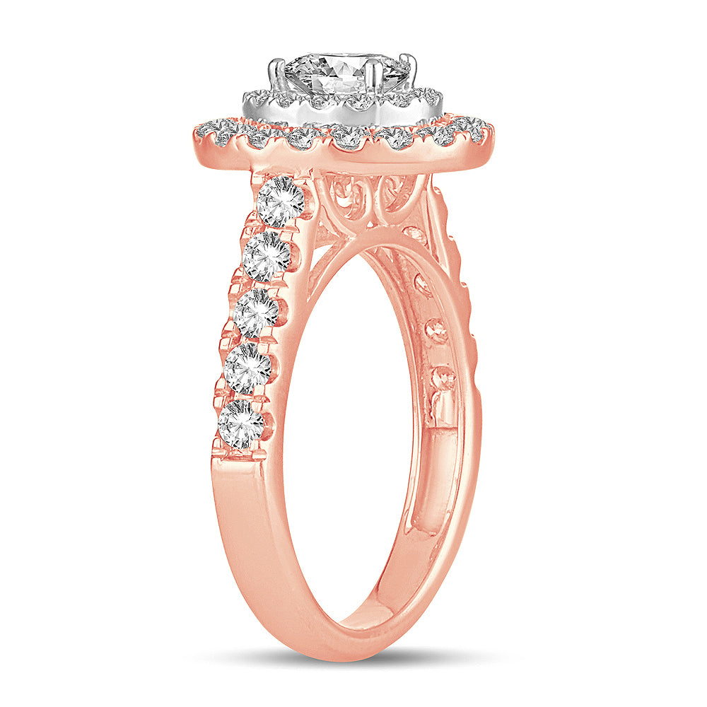 14K Rose Gold Dazzling 1.50Ct Diamond Engagement Ring