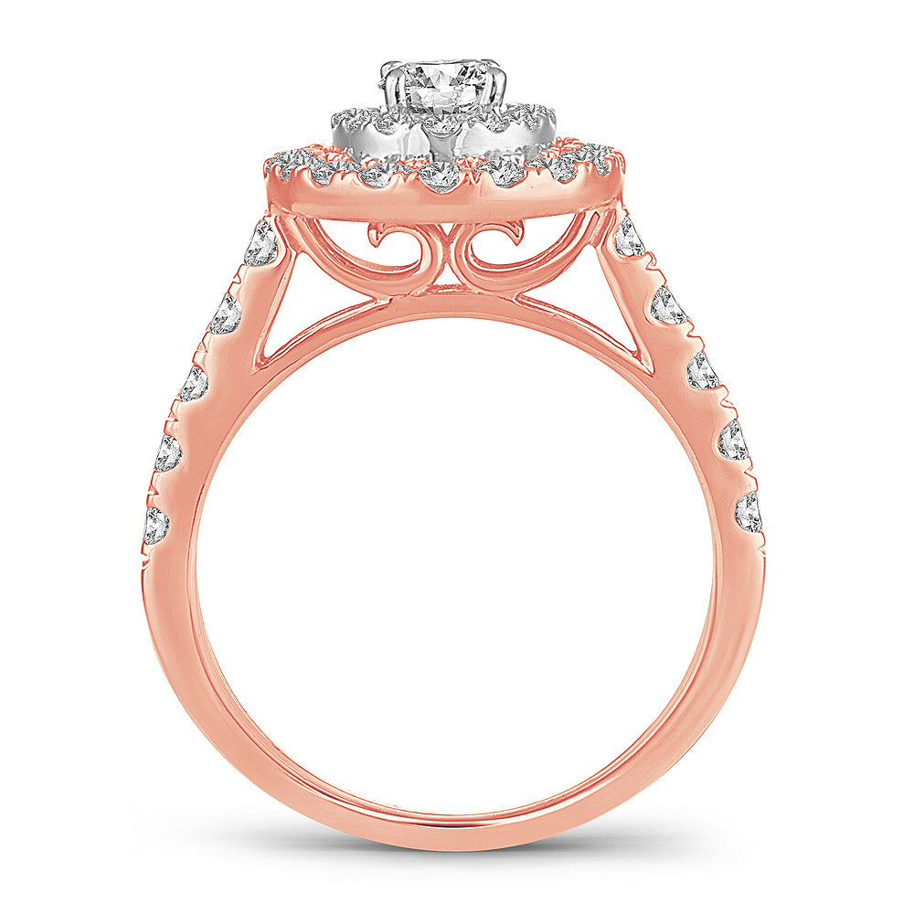 14K Rose Gold Dazzling 1.50Ct Diamond Engagement Ring