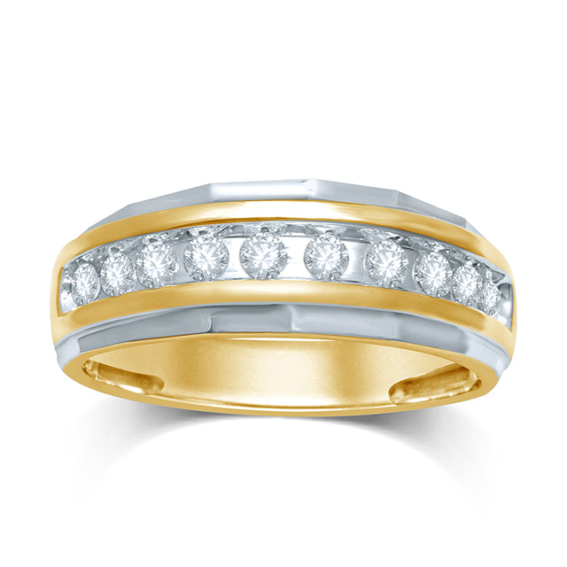 10K Two Tone 0.23-0.26Ct D-Mens Bands Ring