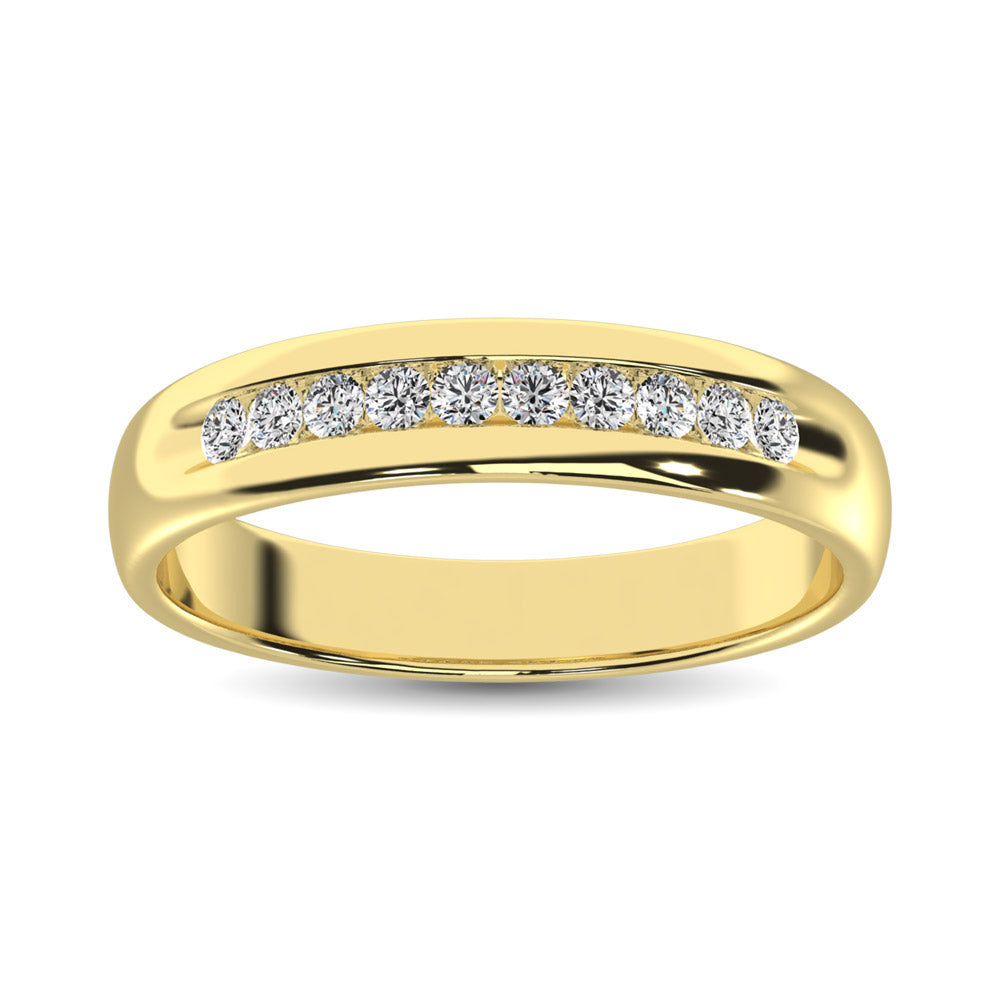 14K Yellow Gold Diamond 1/4 Ct.Tw. Men&apos;s Machine Band