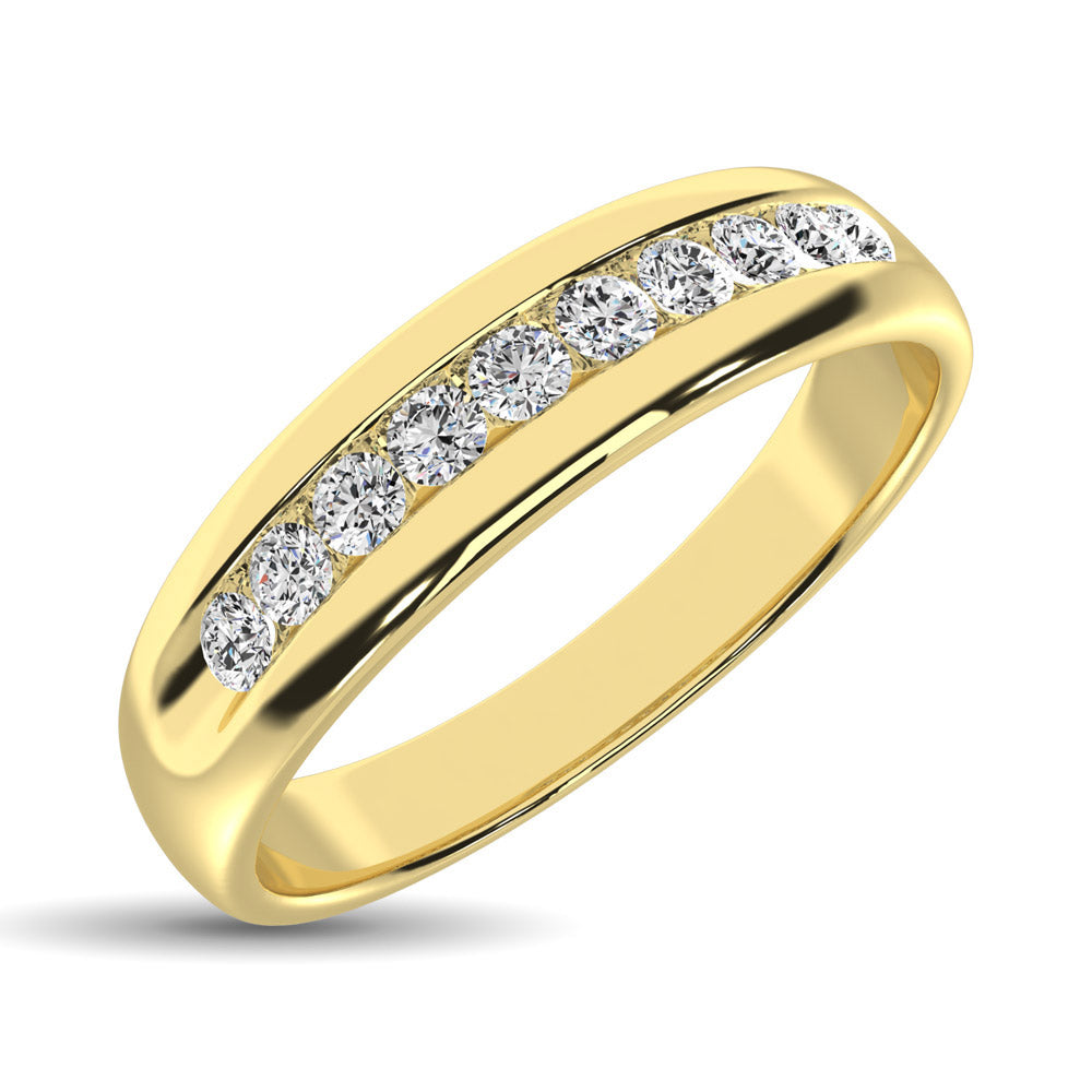 14K Yellow Gold Diamond 1/4 Ct.Tw. Men&apos;s Machine Band