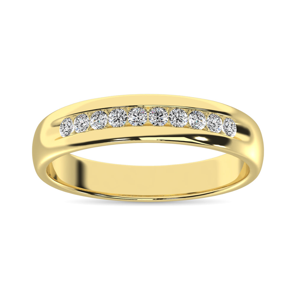 14K Yellow Gold 1/4 Ct.Tw. Diamond Mens Machine Band