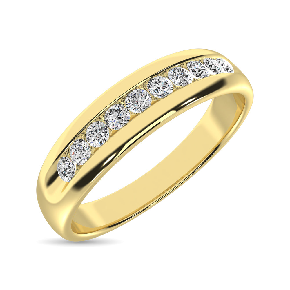 14K Yellow Gold 1/4 Ct.Tw. Diamond Mens Machine Band