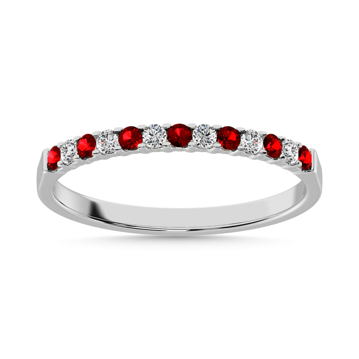 Diamond Machine Band 1/4 ct tw  Alternate Garnet and Diamond 14K White Gold