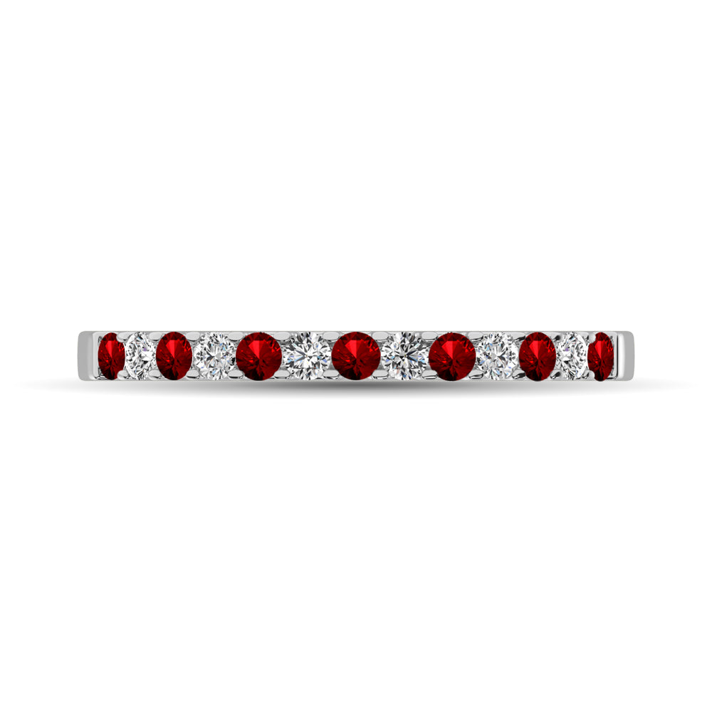 Diamond Machine Band 1/4 ct tw  Alternate Garnet and Diamond 14K White Gold