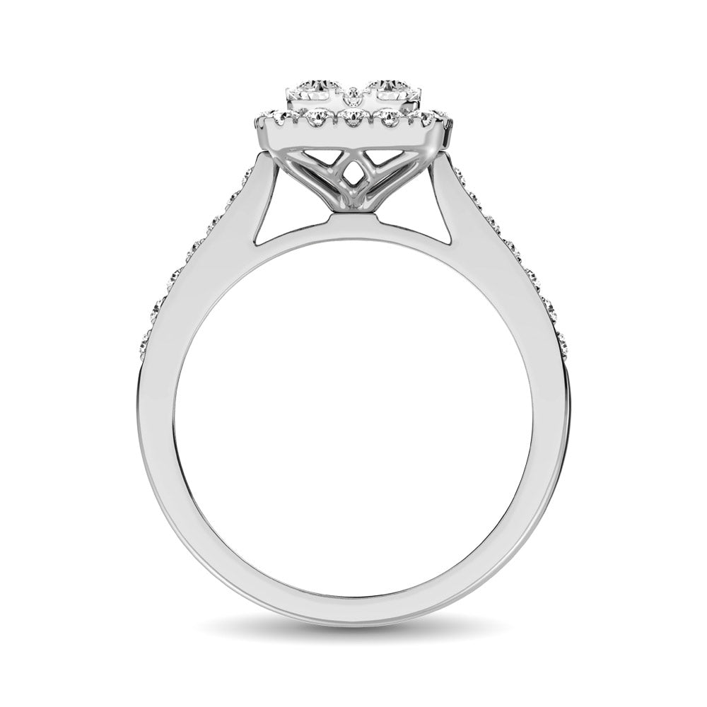 14K White Gold 9/10 Ct.Tw Diamond Engagement Ring