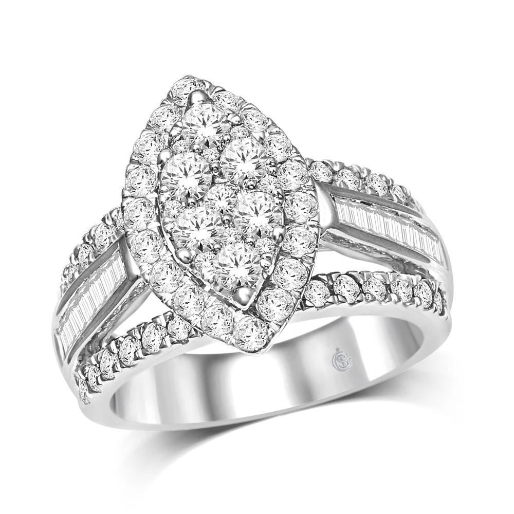 14K White Gold 2 Ct.Tw. Diamond Engagement Ring