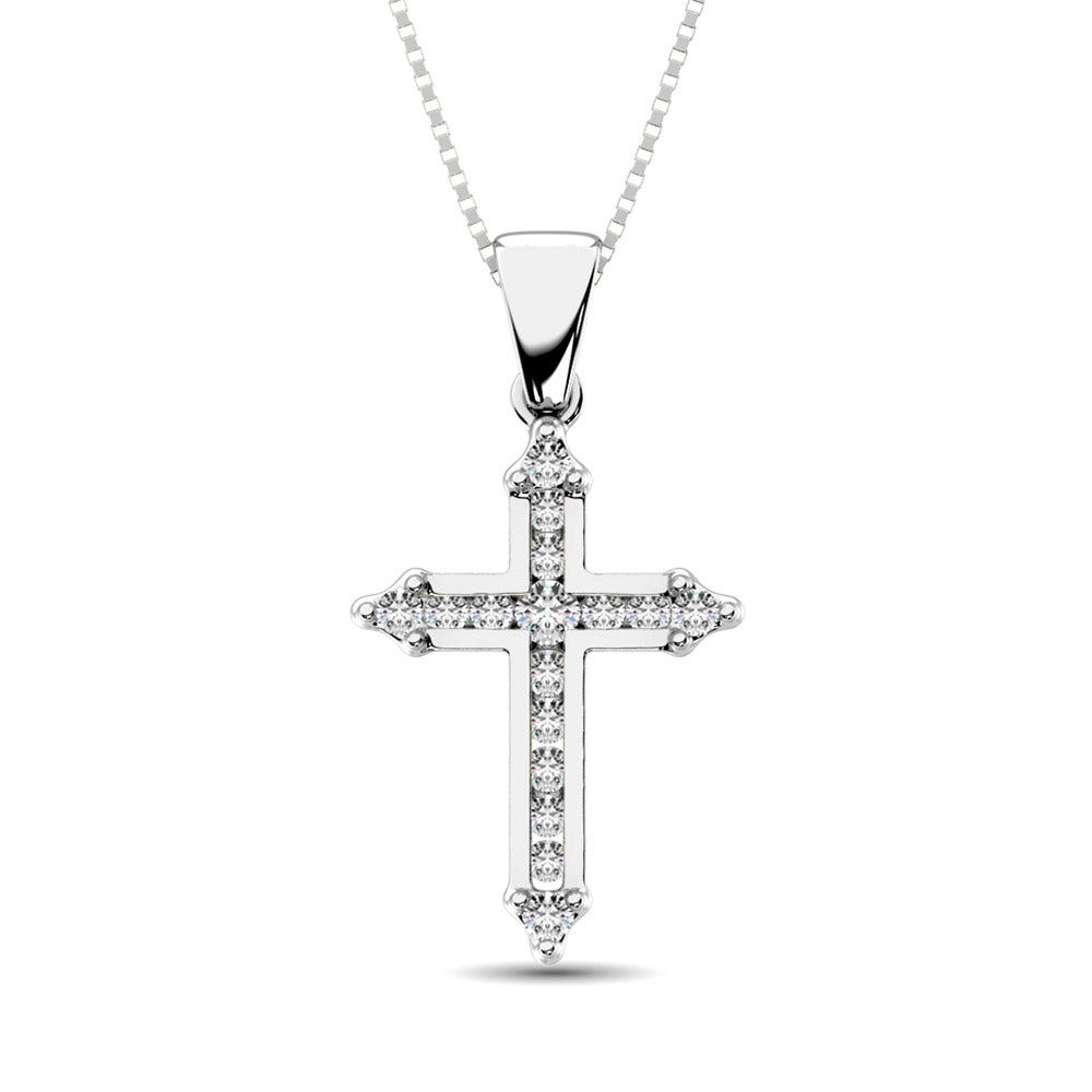 10K White Gold 1/5 Ct.Tw. Diamond Cross Pendant