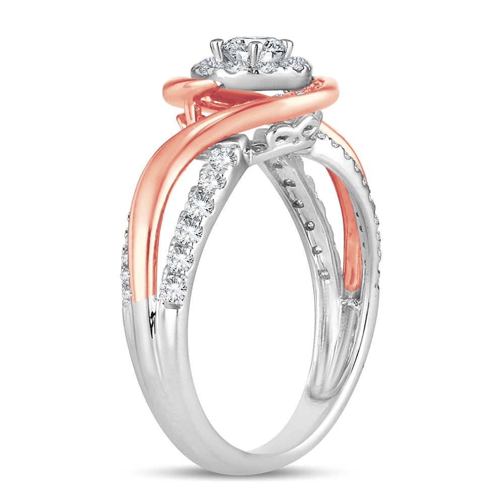 14K Rose Gold Elegant 0.75Ct Diamond Ring