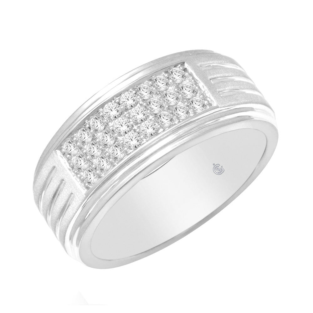 10K White Gold 1/2 Ct.Tw. Diamond Mens Ring