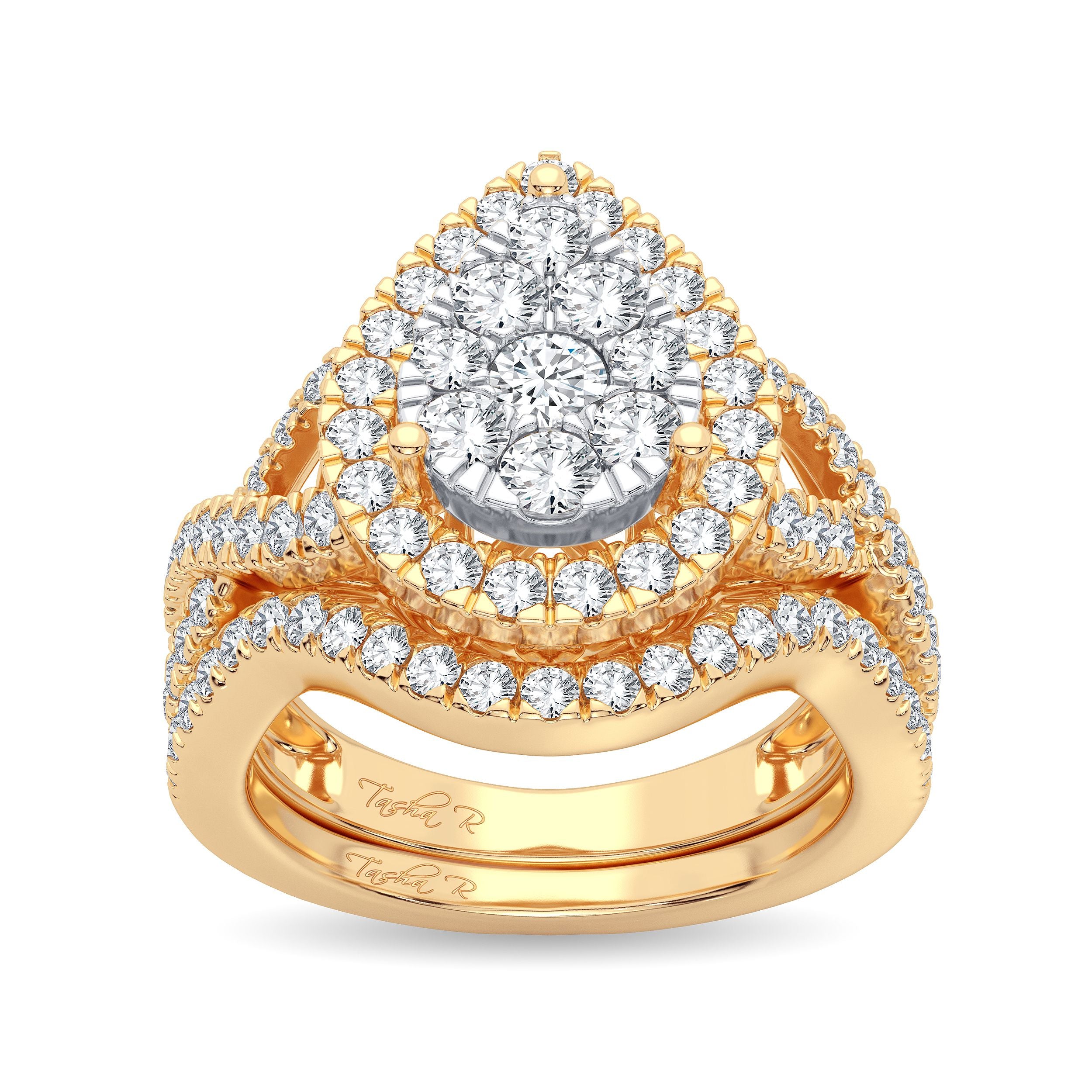 14K Yellow Gold Elegant 1.50Ct Diamond Bridal Ring