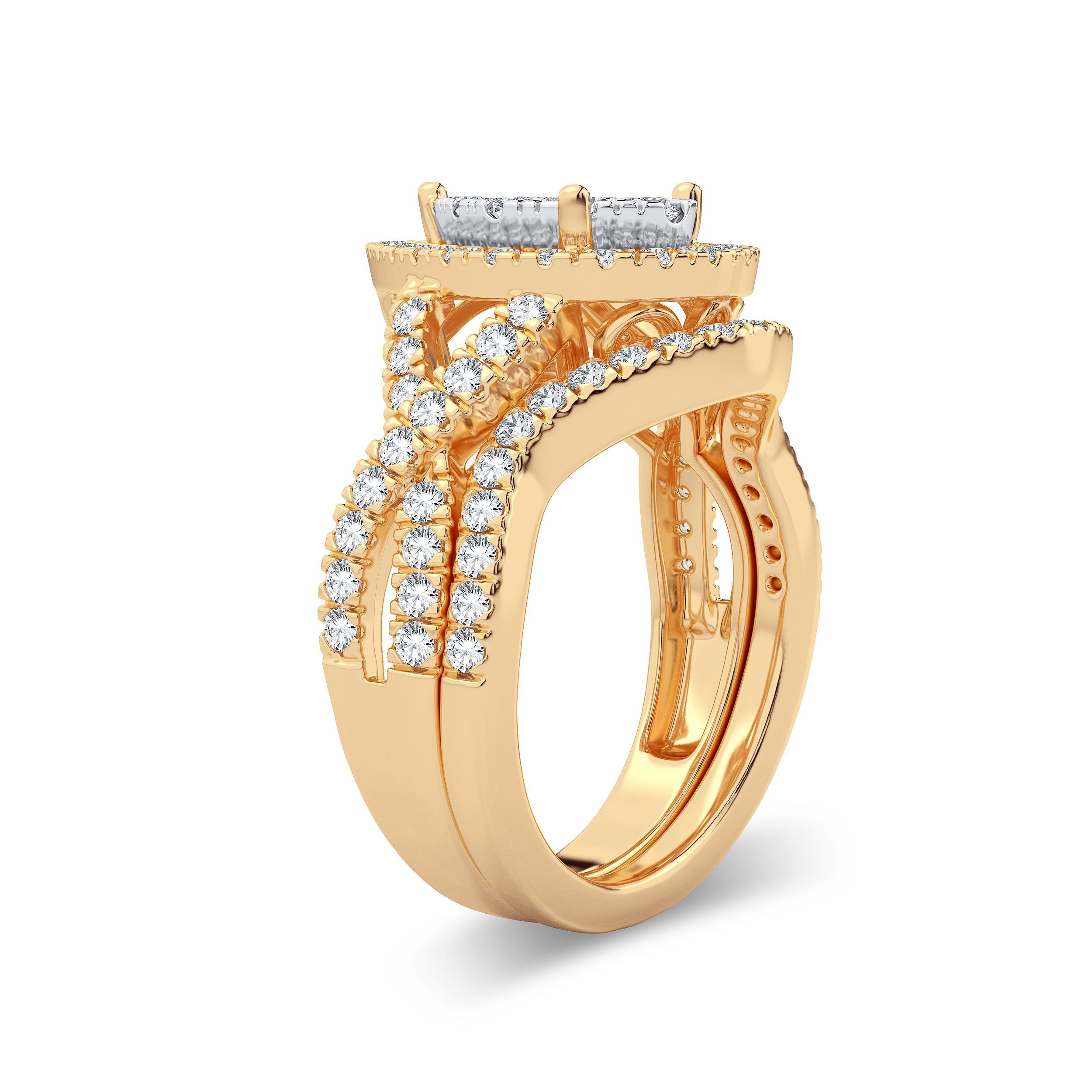 14K Yellow Gold Elegant 1.50Ct Diamond Bridal Ring