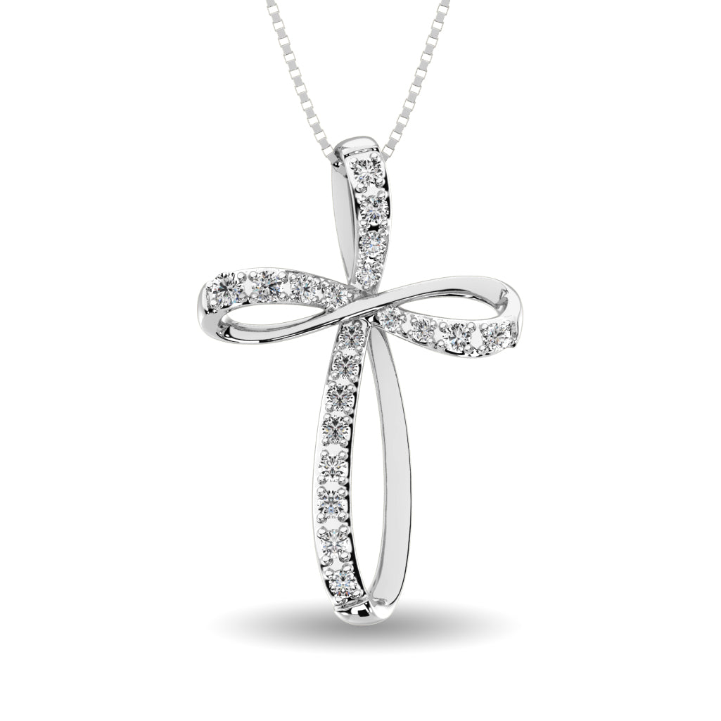 10K White Gold 1/5 Ct.Tw. Diamond Cross Pendant