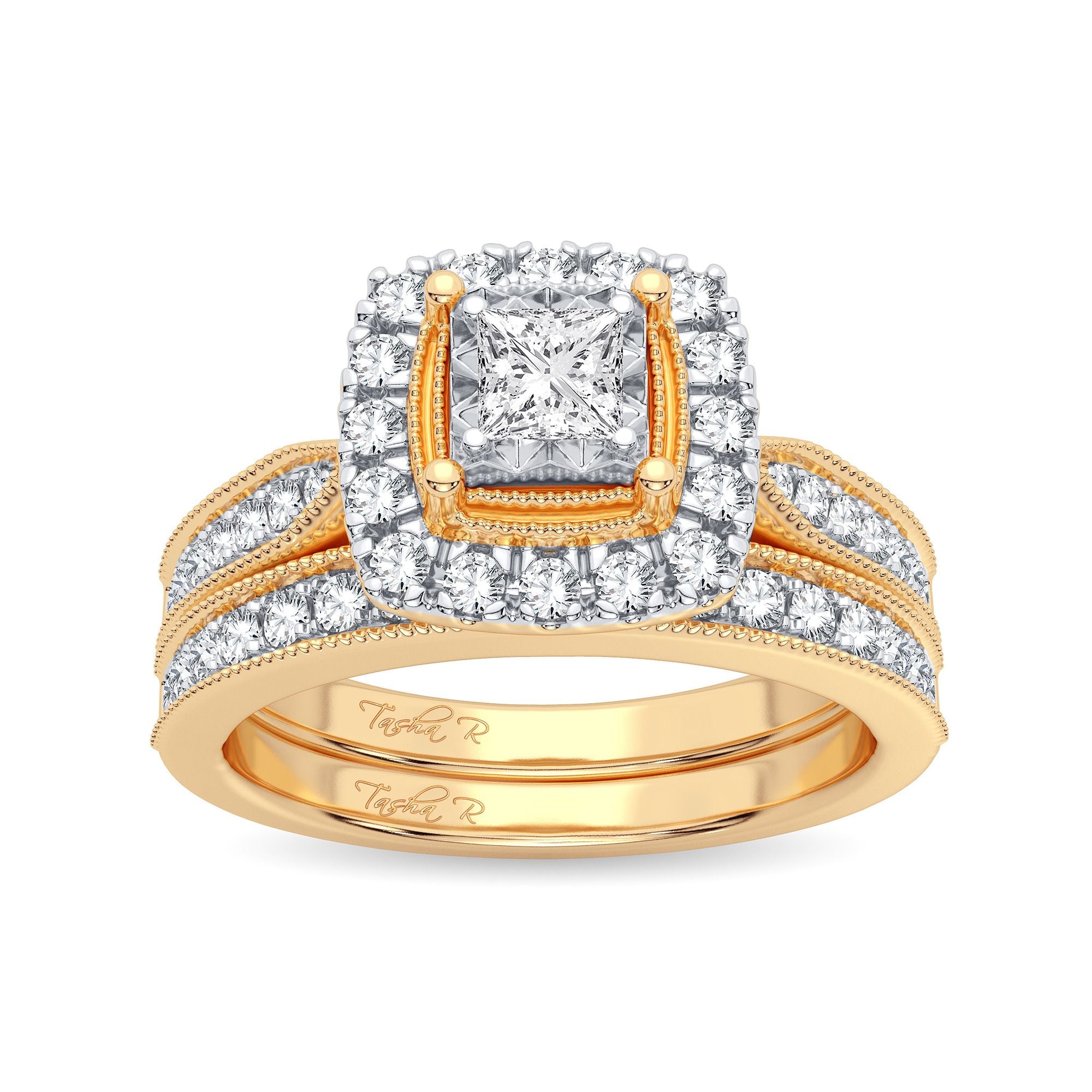 14K Yellow Gold Magnifcnet 0.75Ct Diamond Bridal Ring