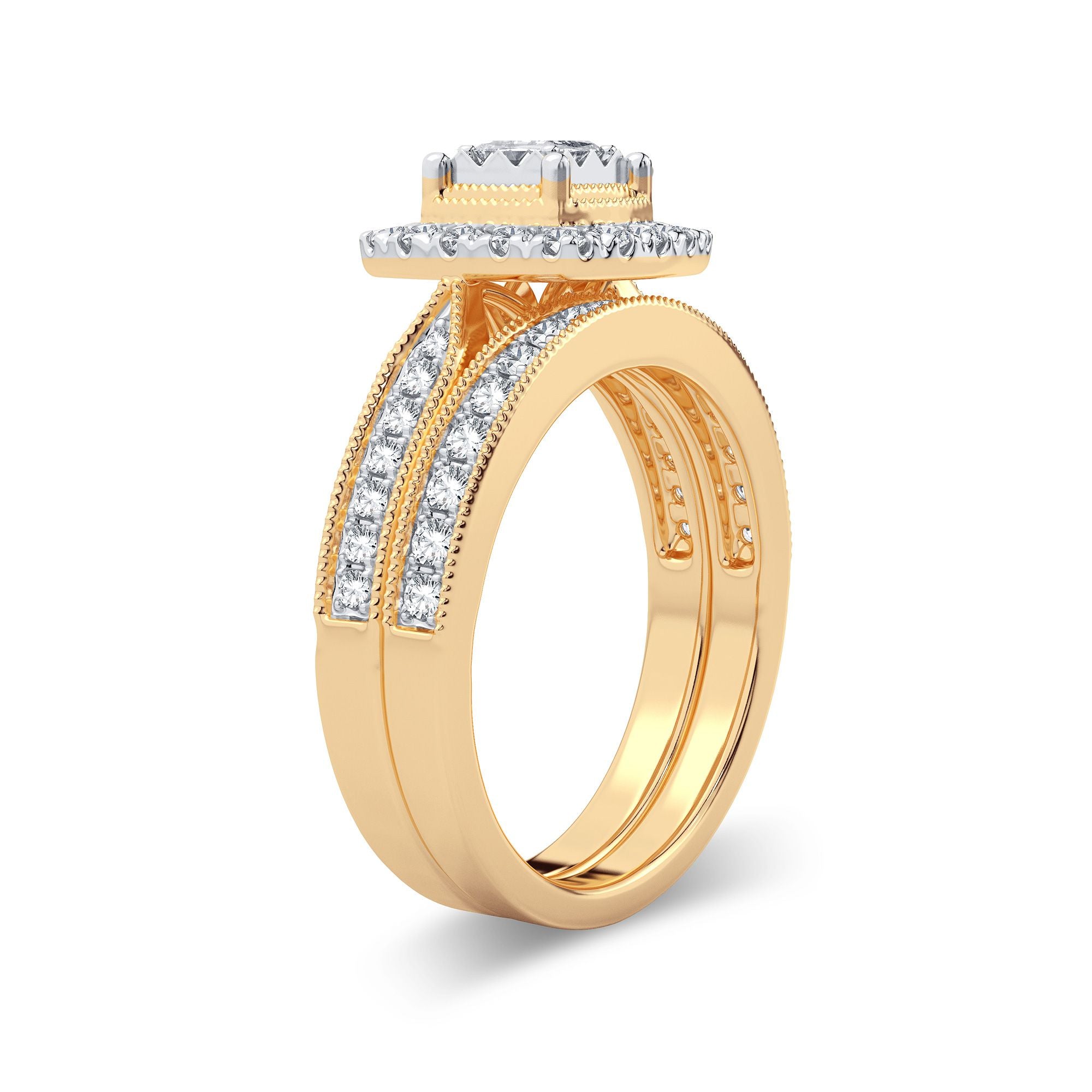 14K Yellow Gold Magnifcnet 0.75Ct Diamond Bridal Ring