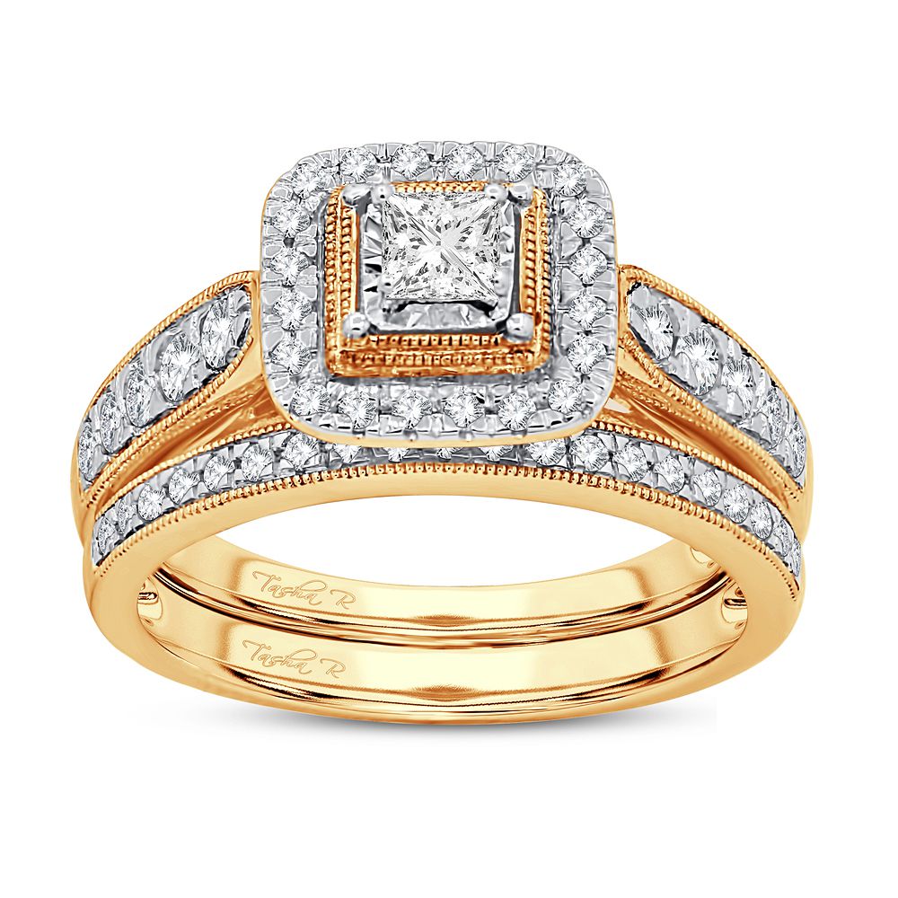 14K Yellow Gold Dazzling 0.75Ct Diamond Bridal Ring