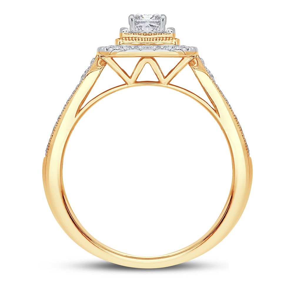 14K Yellow Gold Dazzling 0.75Ct Diamond Bridal Ring