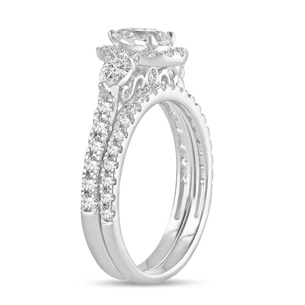 14K White Gold Exquisite 1.50Ct Dim Bridal Ring