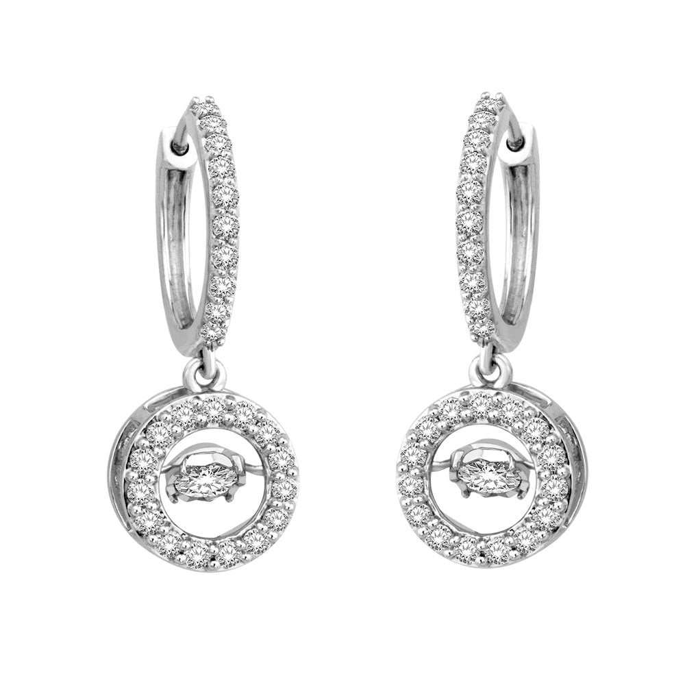 14K White Gold 1 1/4 Ct.Tw. Moving Diamond Earrings