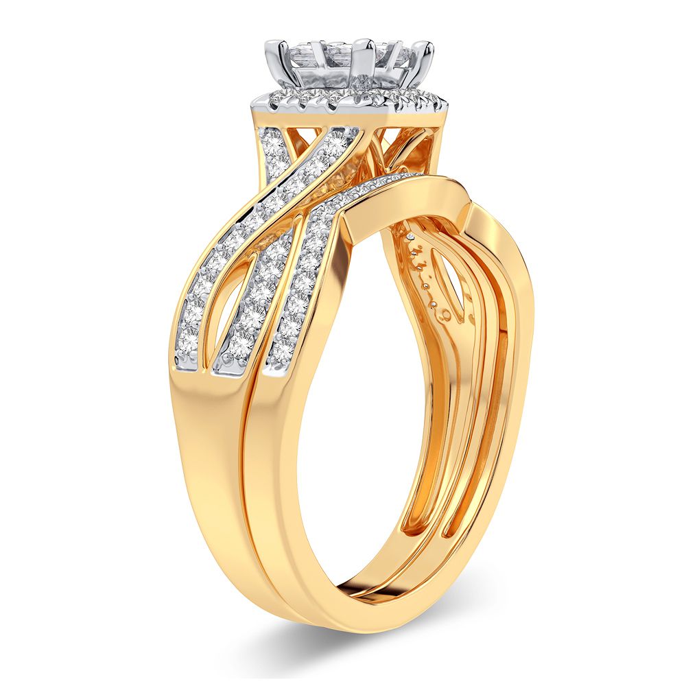 10K Yellow Gold Beautiful 0.61Ct Diamond Bridal Ring