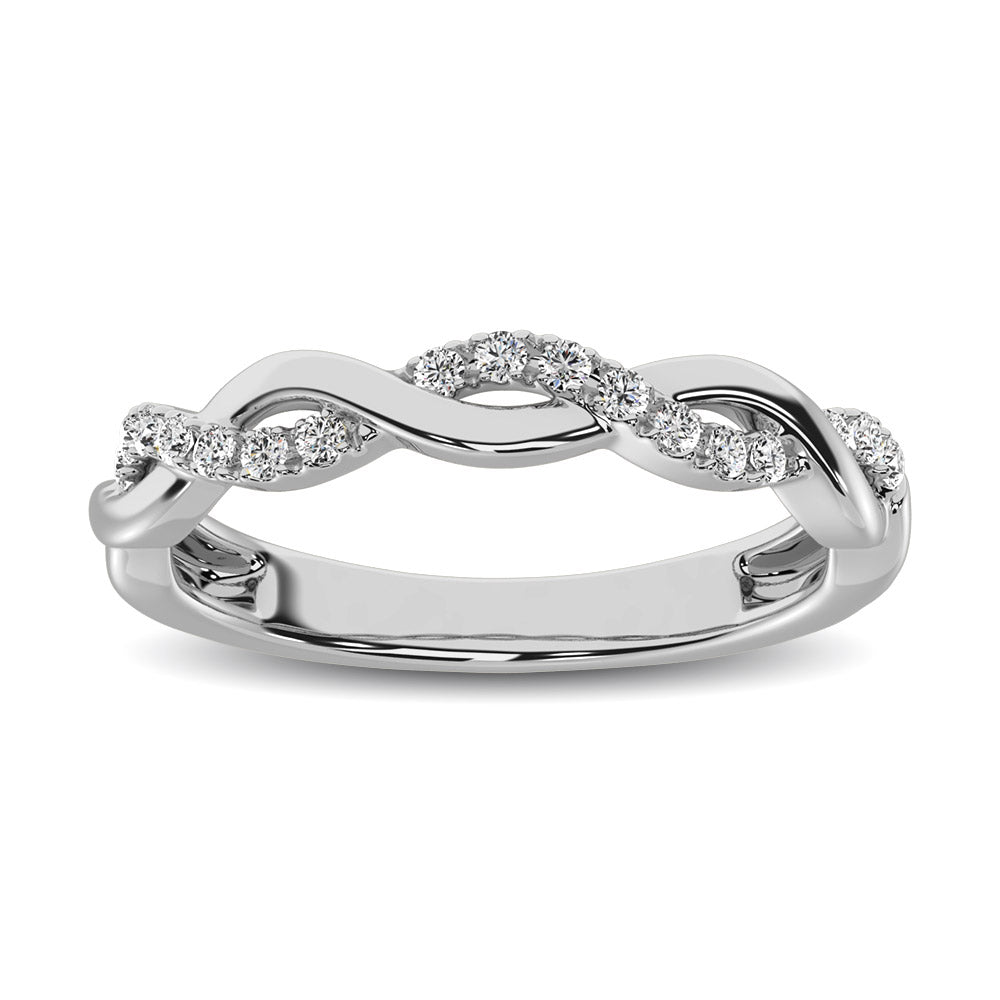 10K White Gold 1/20 Ctw Diamond Twisted Wedding Band