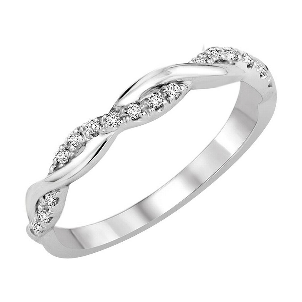 14K White Gold 1/20 Ct.Tw.Diamond Wedding Band