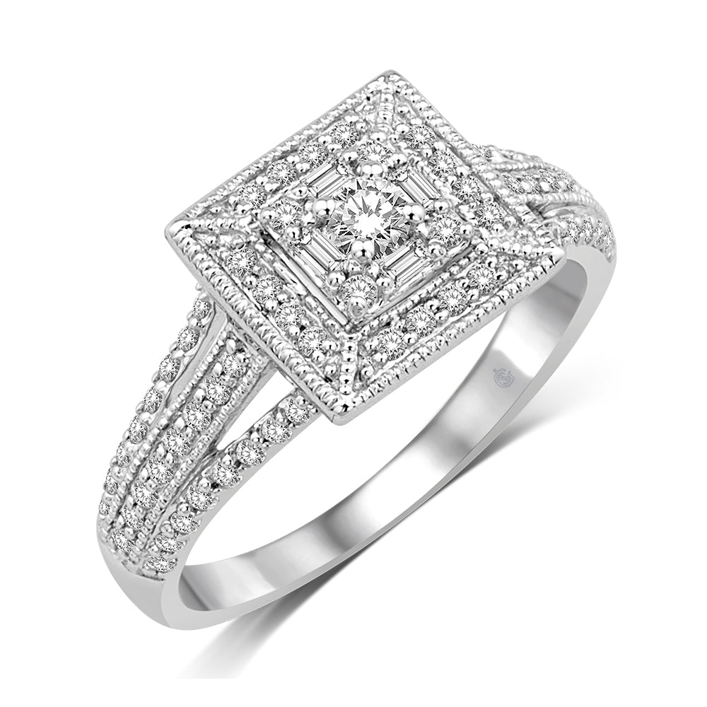 10K White Gold 1/2 Ct.Tw. Diamond Fashion Ring