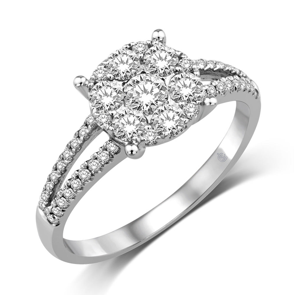 14K White Gold 7/8 Ct.Tw.Diamond Fashion Ring