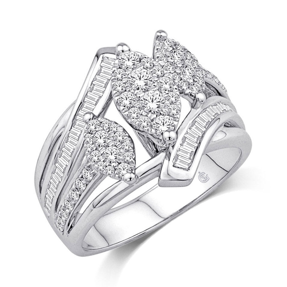 14K White Gold 1 Ct.Tw.Diamond Fashion Ring