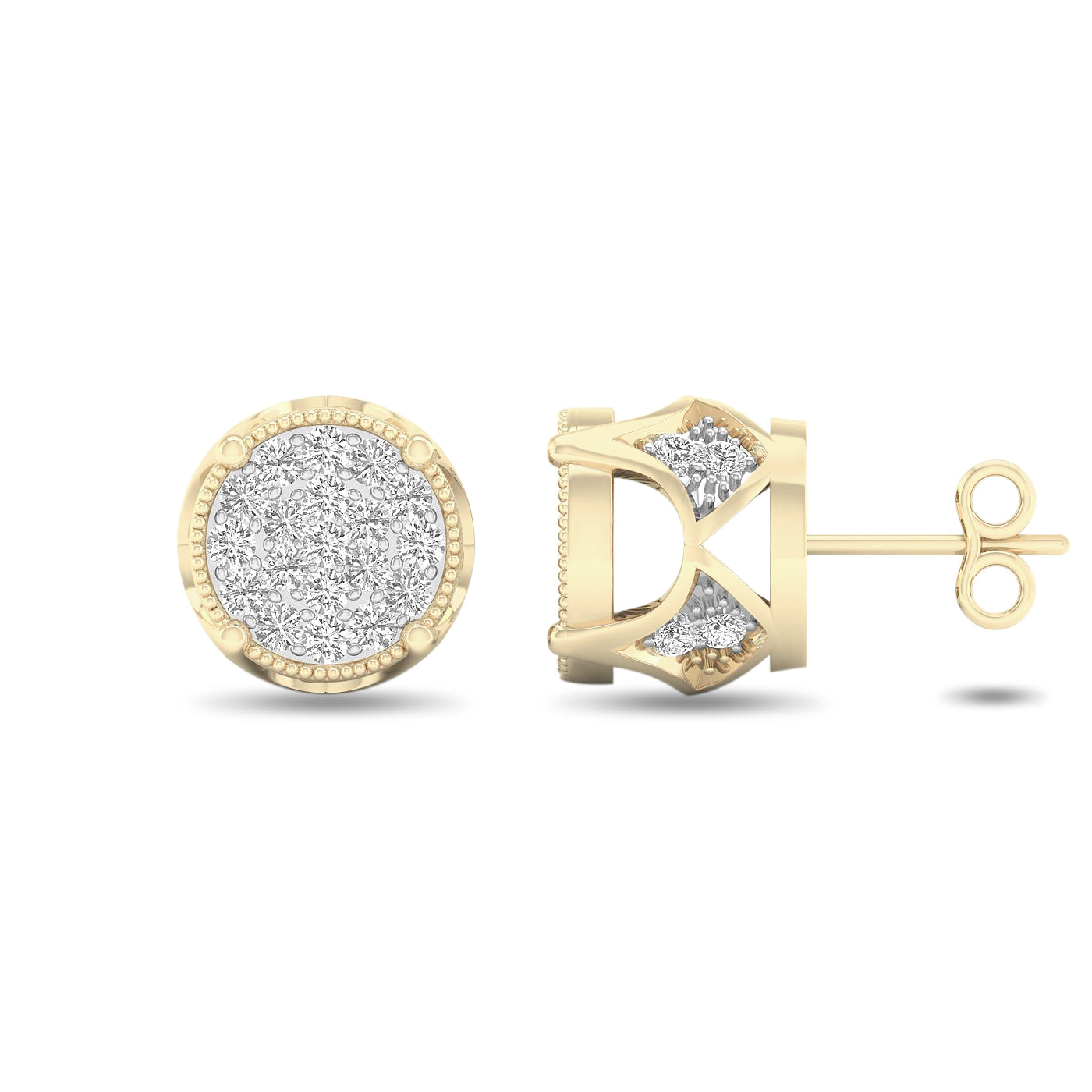 10K Yellow Gold Dazzling 0.12Ct Diamond Earring