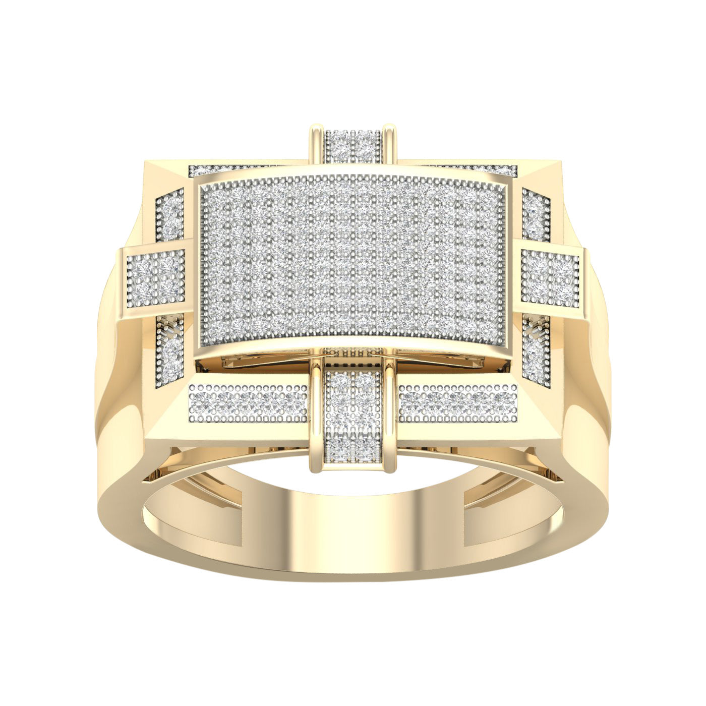 10K Yellow Gold Magnifcnet 0.50Ct Diamond Mens Ring