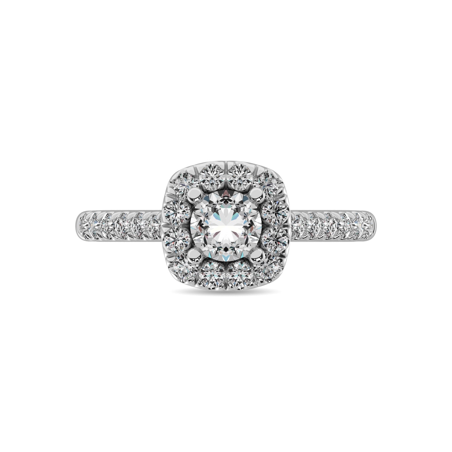 14K White Gold 9/10 Ct.Tw.Diamond Halo Engagement Ring