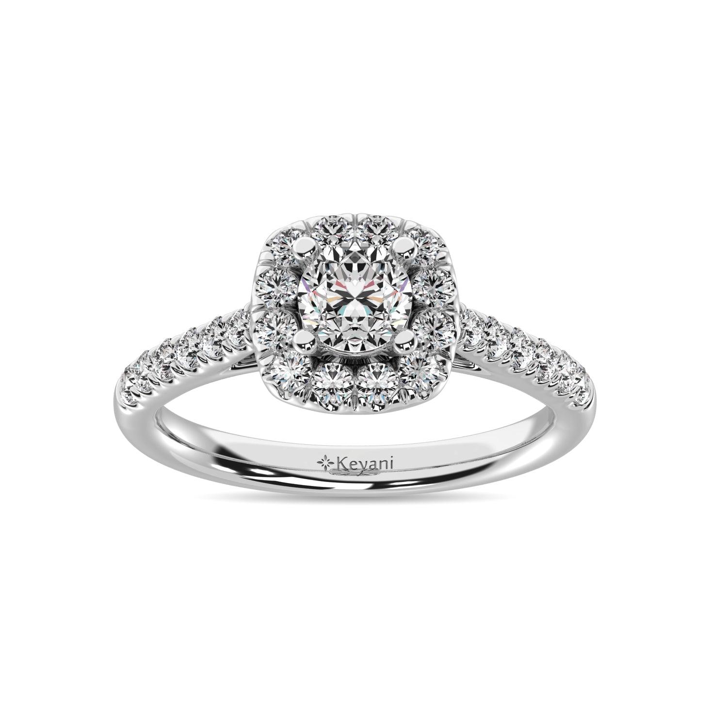 14K White Gold 9/10 Ct.Tw.Diamond Halo Engagement Ring