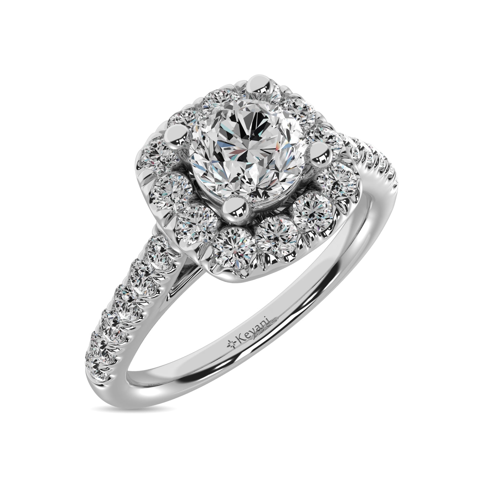 14K White Gold 9/10 Ct.Tw.Diamond Halo Engagement Ring