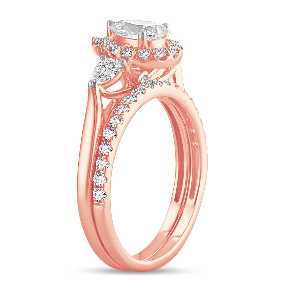 14K Rose Gold Elegant 1.20Ct Diamond Bridal Ring