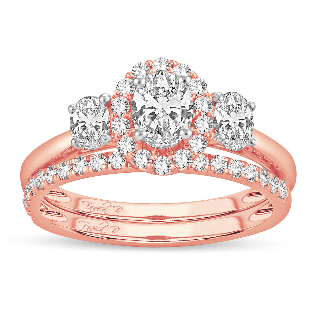 14K Rose Gold Exquisite 1.20Ct Diamond Bridal Ring