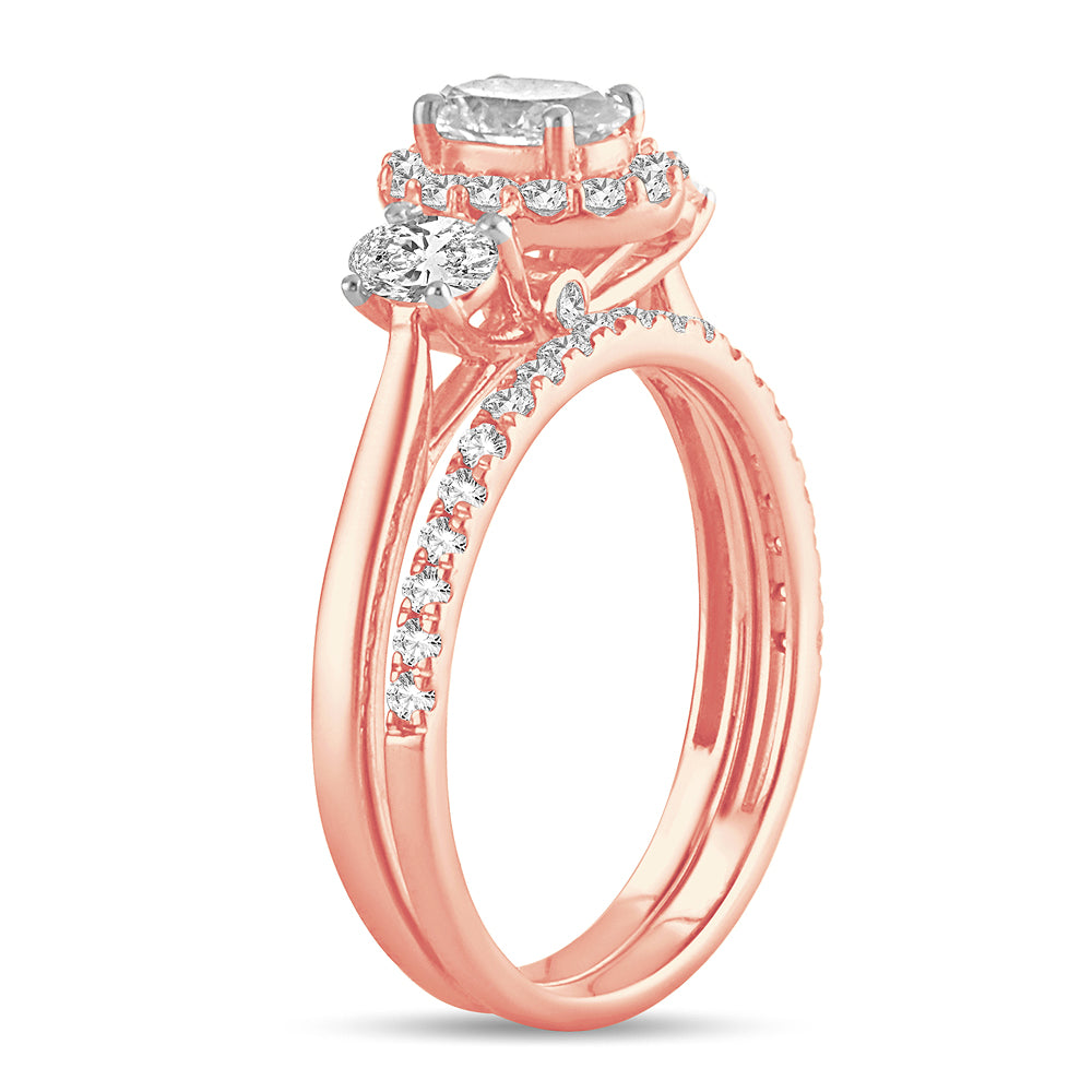 14K Rose Gold Exquisite 1.20Ct Diamond Bridal Ring