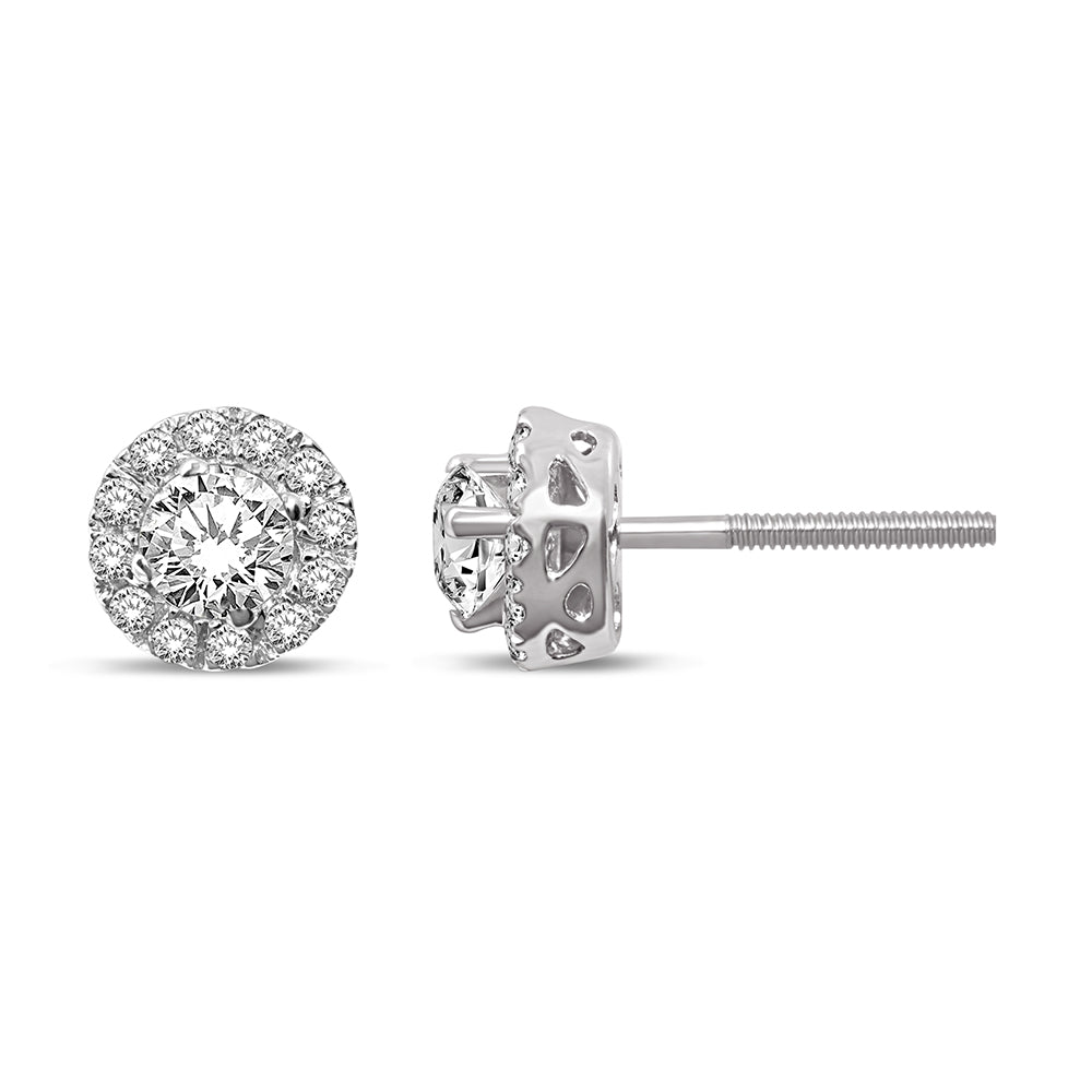 14K White Gold 7/8 Ct.Tw. Diamond Stud Earrings