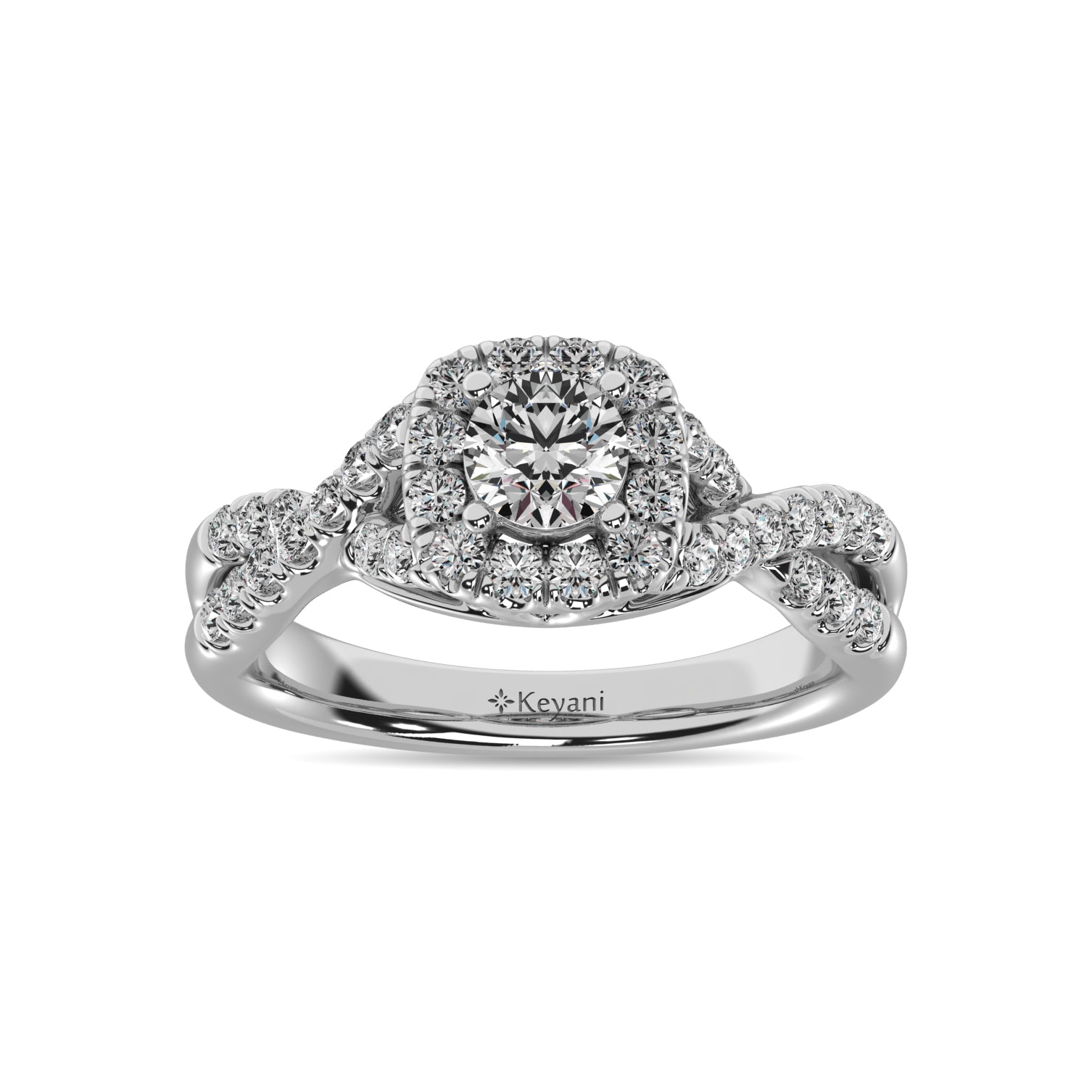 14K White Gold 1 Ct.Tw.Diamond Halo Engagement Ring