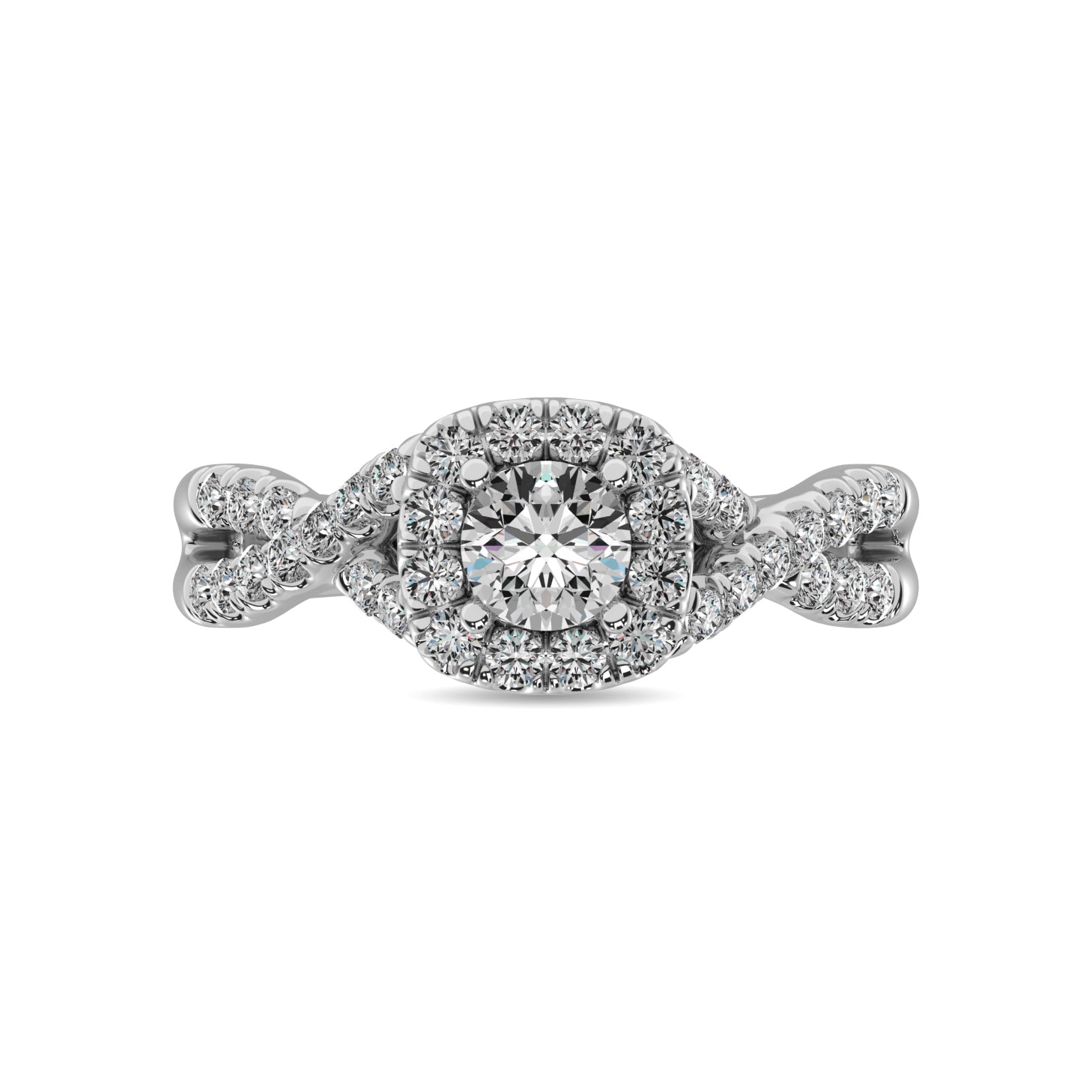 14K White Gold 1 Ct.Tw.Diamond Halo Engagement Ring