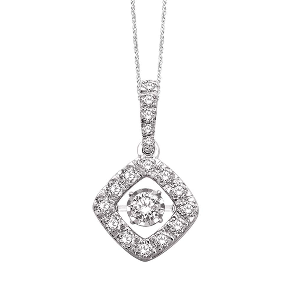 14K White Gold 1 Ct.Tw.Diamond Moving Diamond Pendant