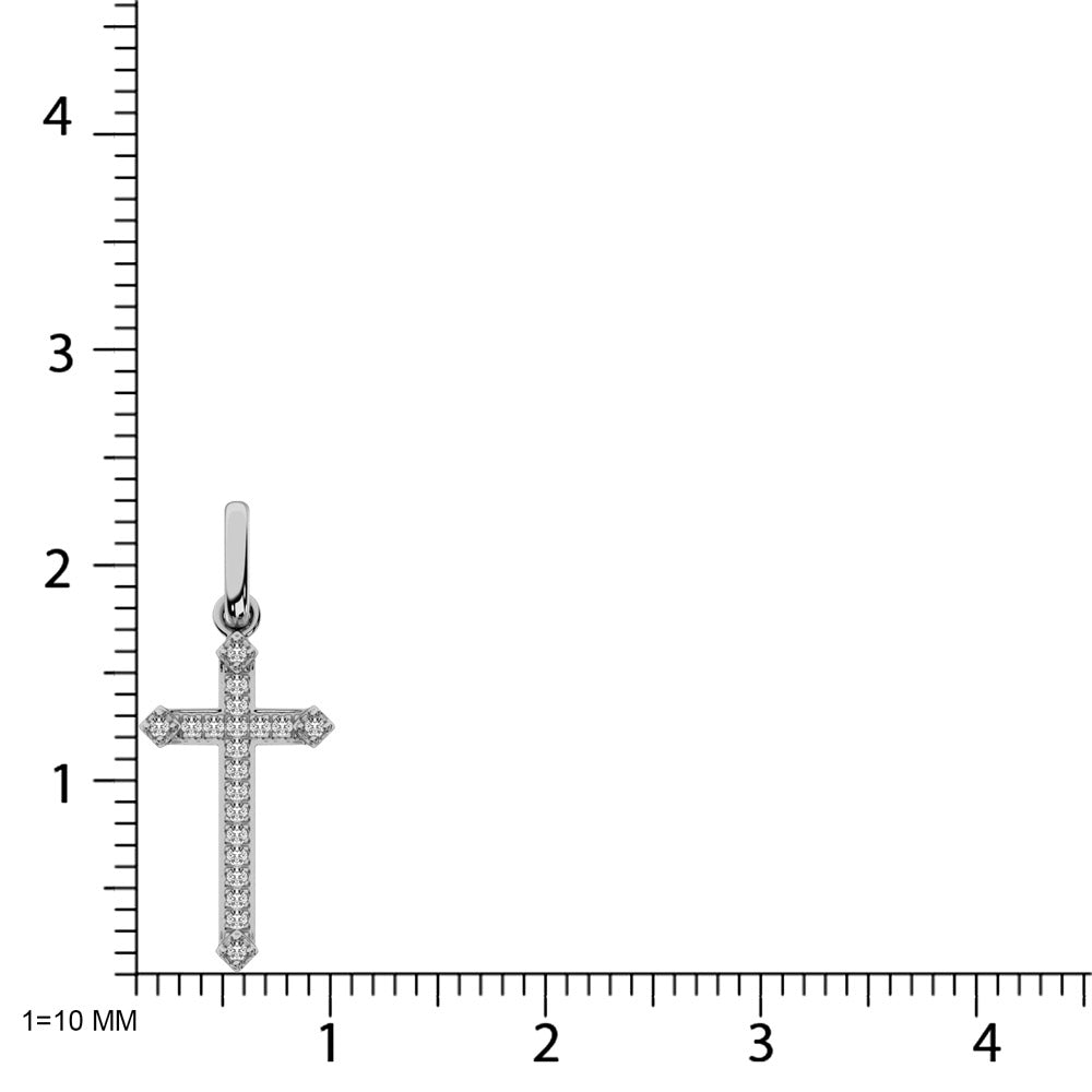 10K White Gold 1/20 Ct.Tw.Diamond Cross Pendant