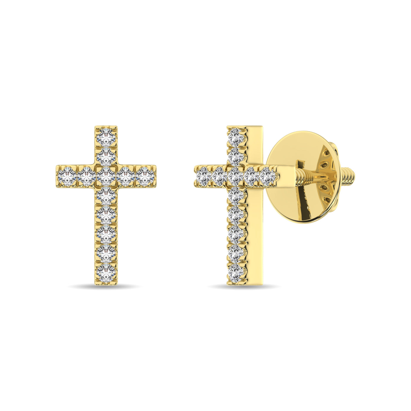 10K White Gold Diamond Accent Cross Earrings